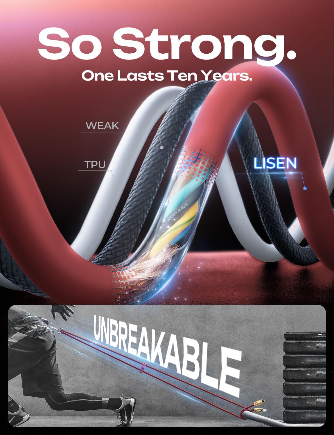 LISEN USB C to Lightning Cable, 240W 4 in 1 Charging Cable 6.6FT, Chubby USB A/C to C/Lightning with Light for iPhone Air 17 16 15 14 Pro/MacBook/iPad/Samsung/Switch 2, Multi Chargers for All Devices