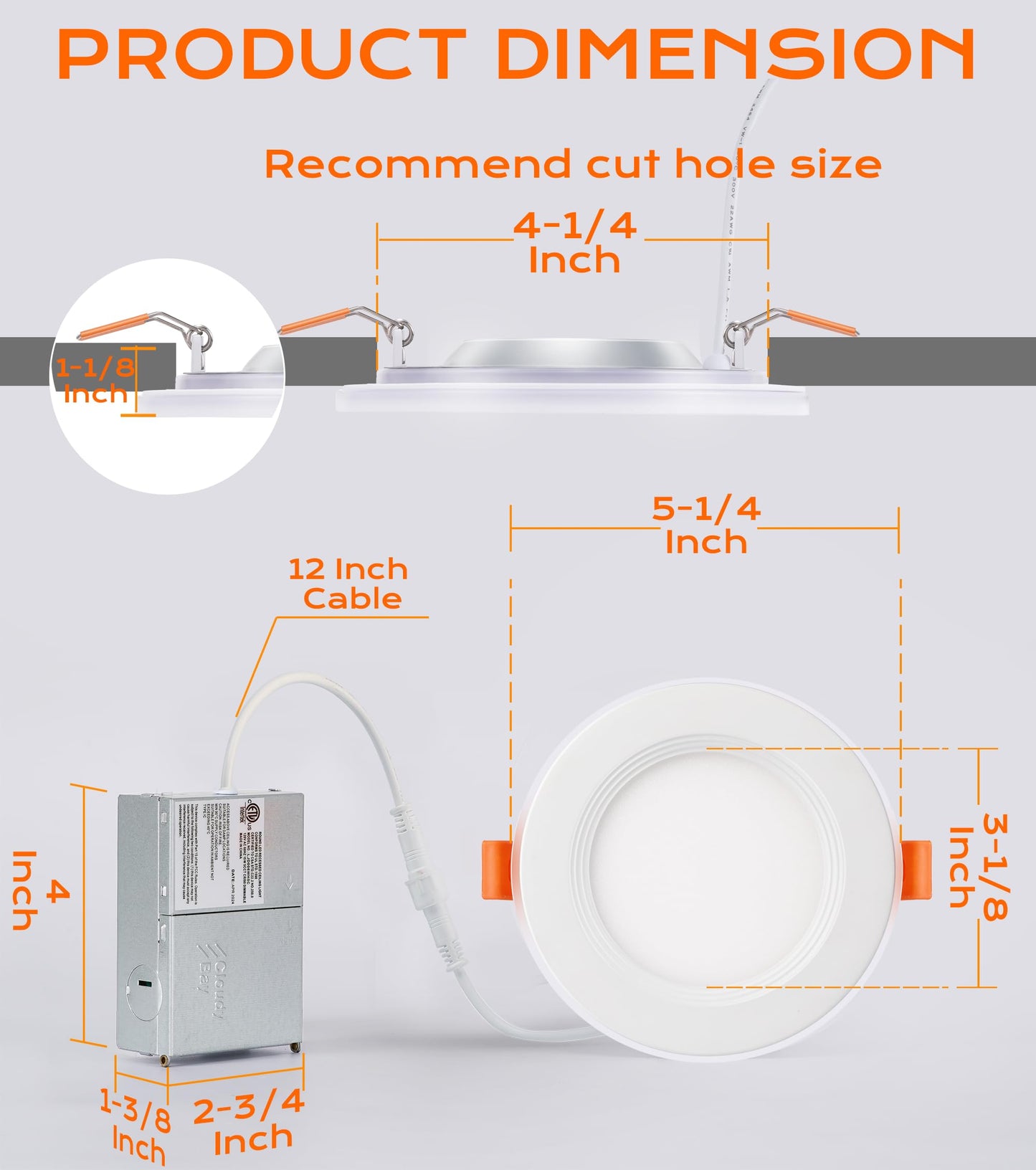 CLOUDY BAY [4 Pack] 4 Inch RGB Smart Recessed Lighting with Gradient Accent Light and Night Light,13W Recessed Lights Ultra-Thin Can-Killer Downlight, Compatible with Alexa and Google Home Assistant