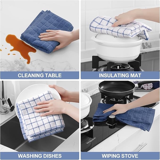Homaxy Premium Cotton Kitchen Towels 16"x 28", Large Natural Ring Spun 390 GSM