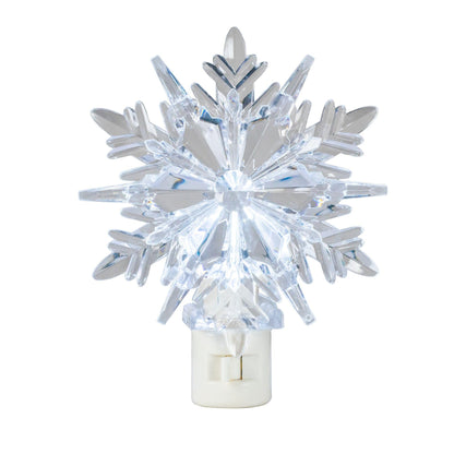 Novelty Lights LED Lamp Snowflake Pure White Christmas Decoration Night Light with Swivel Plug