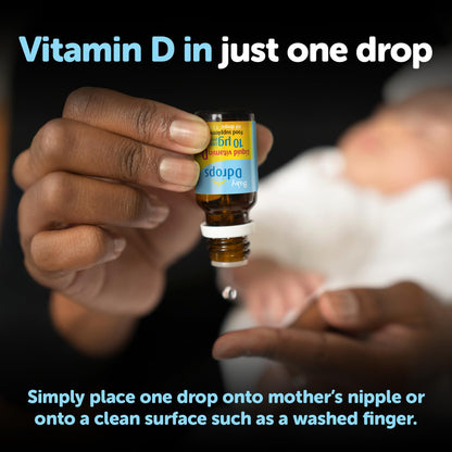 Baby Ddrops 10 µg 60 Drops - Daily Vitamin D3 Supplement for Infants and Young Children - Supports Teeth & Bone Health - No Preservatives, No Taste, Non-GMO, Allergy-Friendly.