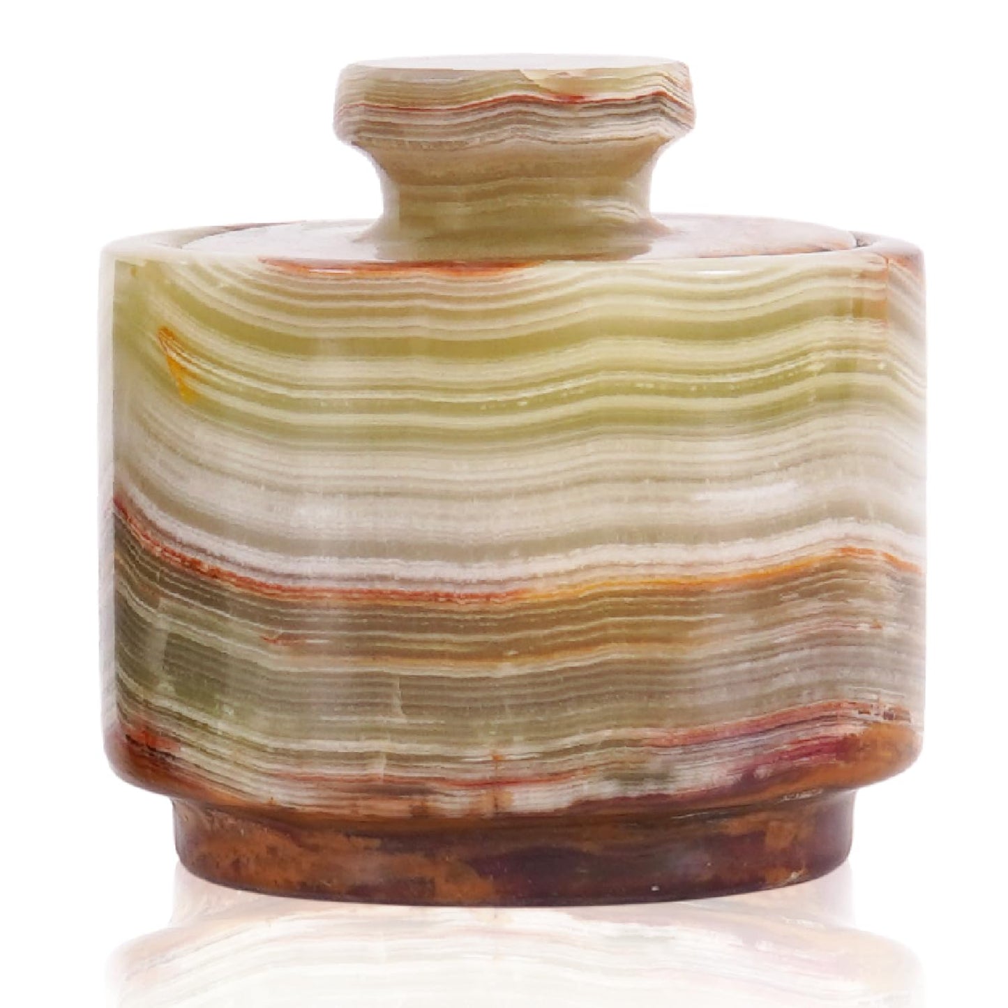 MARBLOUS KRAFTS Marble Salt Cellar with Lid 3" Inch Green Onyx Stone Salt Holder for Counter & Stone Salt Container, Salt Dish, Salt Box & Spice Jar, Ideal Mother’s Day Gift, Home Decor