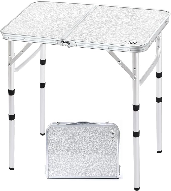 Yriuat Folding Camping Table 2ft Portable Picnic Table Adjustable Height Small