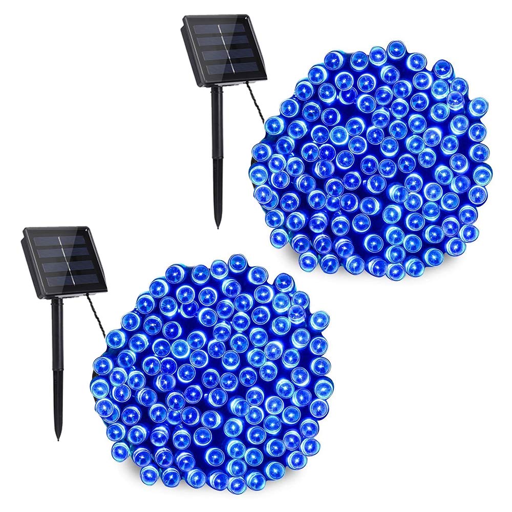 Toodour Solar Christmas Lights Outdoor, 2 Packs Total 144ft 400 LED Solar String Lights with 8 Mode, Outdoor Christmas String Light for Garden, Patio, Fence, Balcony, Xmas Tree Decor - Blue