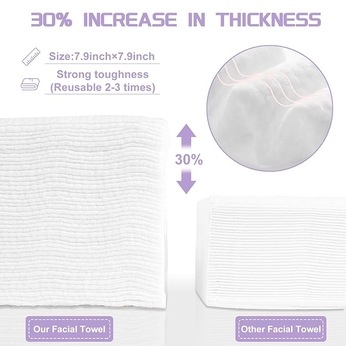 Disposable Face Towel 600 Count, Soft Cotton Face Towels, Dry Wipes Facial