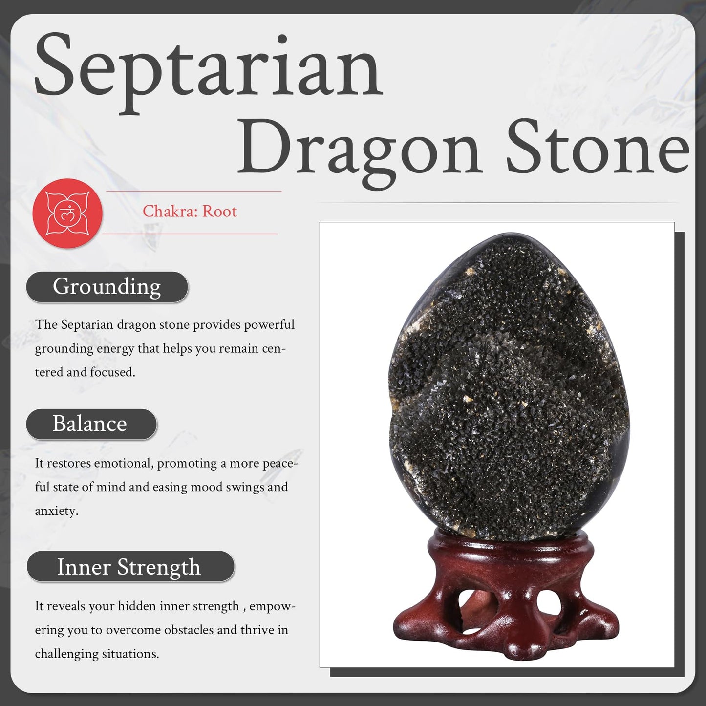 Sportmusies Natural Black Septarian Dragon Stone Geode Cluster Egg with Resin Stand, Decorative Crystal Cluster Egg Figurine for Home Reiki Healing Meditation, 1.57-2.28 inches