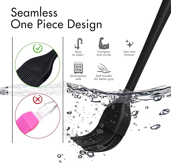 HOTEC 600℉ Heat Resistasnt Basting Brushes, BPA Free Silicone Pastry Brush