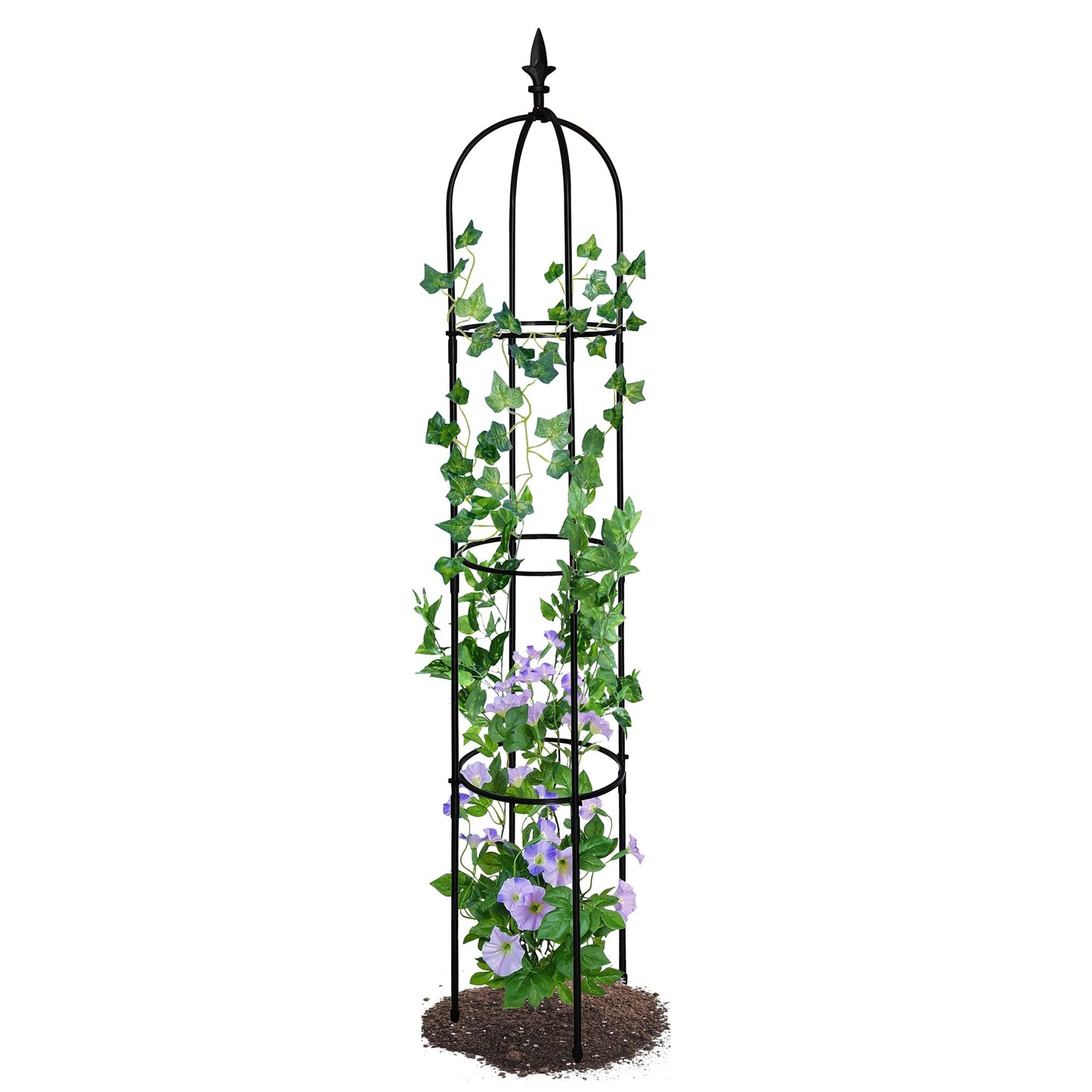 Garden Obelisk Trellis for Climbing Plants Outdoor 6 Ft Rose Bush Round Trellis for Pots Rustproof Metal Plant Flower Trellises for Clematis Vine Jasmine Support Outdoor Indoor