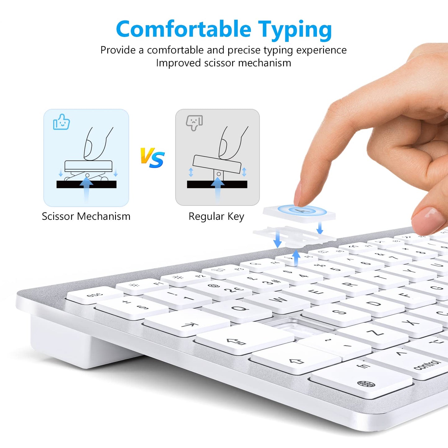 OMOTON Bluetooth Keyboard for Mac, Wireless keyboard for Apple MacBook Pro/Air, iMac, iMac Pro, Mac Mini, Mac Pro, QWERTY UK Layout, Silver