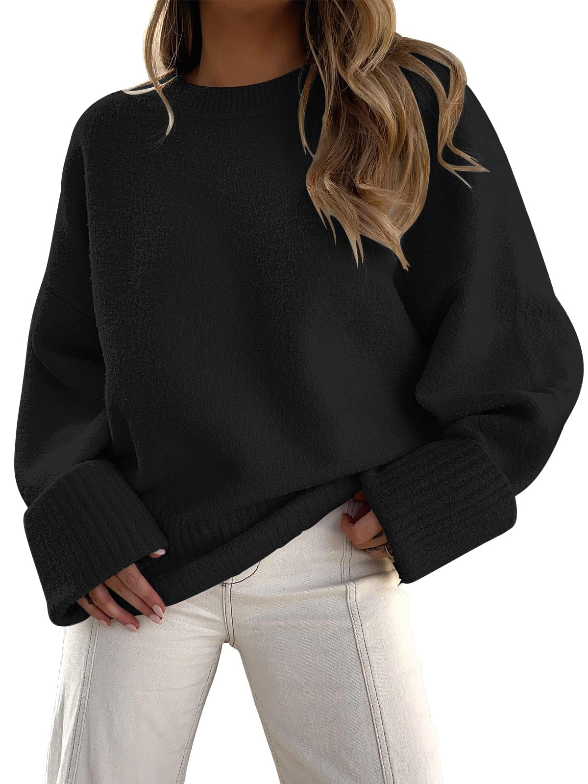 LILLUSORY Women's Oversized Sweaters Fuzzy Chunky Warm Pullover Sweater