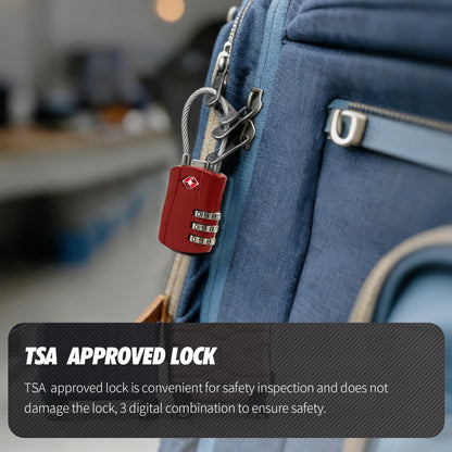 Zoofen 2 Pack Cable Luggage Locks TSA Approved,3-Digit Combination Lock with Alloy Body,TSA Accepted Padlock for Luggage/Suitcase/Backpack/Lockers/Bags/Gym(ZJY-821,Red)