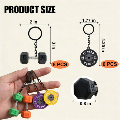 Bryxium Cute Mini Gym Keychain Set - 12 Pcs Dumbbell Weights Keychains, Funny Fitness Gifts for Women and Men, Tote Bag Backpack Purse Key Chains Charms, Workout Accessories Gift for Gym Lovers