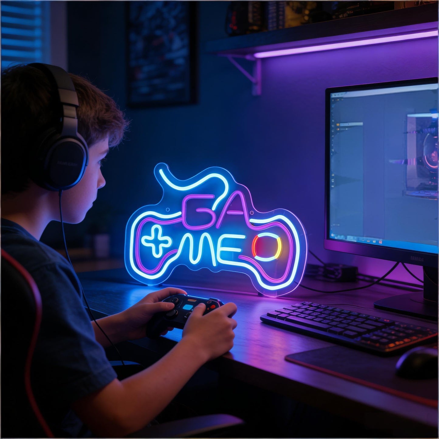 Neonawall Gamer Neon Sign for Wall Decor Light Up Letters Business Led Sign Gamer Birthday Party Gifts Led Decorative Night Signs Game Room Decorations Christmas Gift for Boys’ Home Bedroom