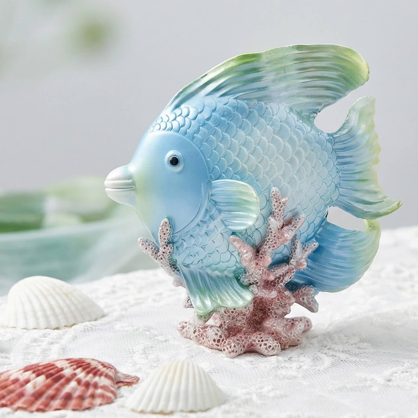 Bertork Beach Decor Angelfish Statue, Coastal Ocean Decor Sculpture