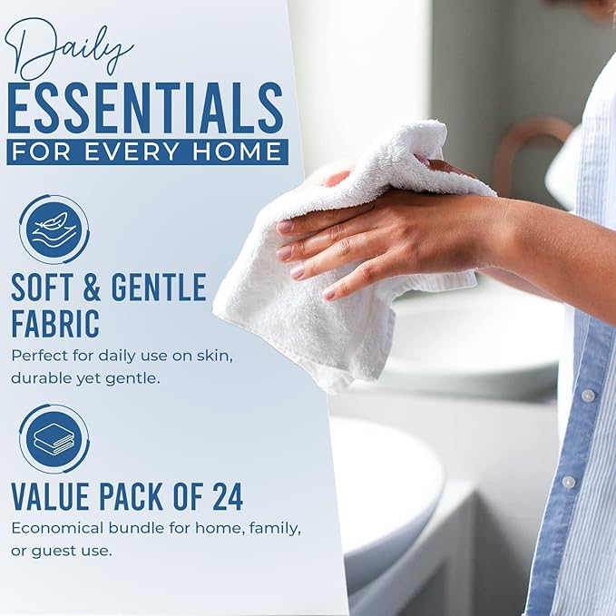 DAN RIVER 24 Pack Wash Cloths for Showering