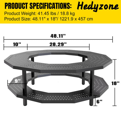 48" Fire Pit Surround Tabletop for Solo Stove Yukon Portable Protective Barrier for Wood Burning Fire Pits Outdoor Bonfire Fire Pit with Firewood Storage Shelf