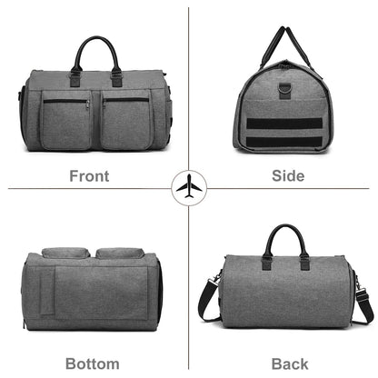 Rolling Garment Bag,Rolling Duffle Bag with Wheels Rolling Garment Bags for Travel with Shoe Pouch Carry On Bag Weekender Bags Garment Duffel Bag for Women-Grey