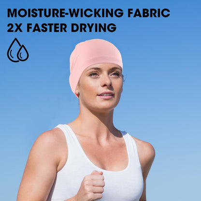 WTACTFUL Cooling Skull Cap for Men Women Breathable Sweat Hat Running Caps Skull Caps Thin Slouchy Beanie for Cycling Motorcycle Riding Football Helmet Hard Hat Liner Summer Sport 2-Pack Black Pink