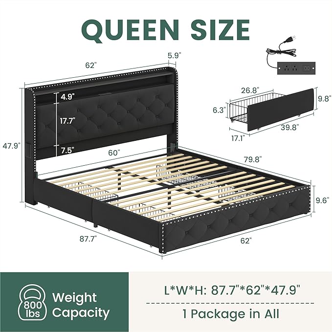 LARMACE Queen Size Bed Frame