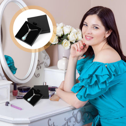 Piriuuo 2 Pack Square Jewelry Gift Boxes Cardboard Jewelry Box with Lids Necklace Boxes for Jewelry Gift Small Gift Boxes Pendant Storage Case for Bracelets Necklaces Earrings Ring Jewelry Gift(Black)