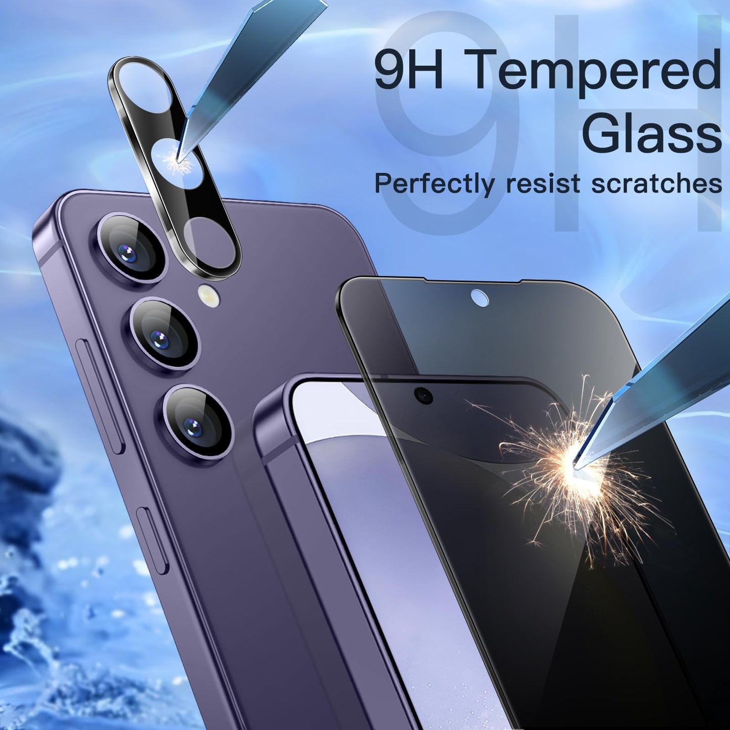 JETech Privacy Screen Protector for Samsung Galaxy S23 5G 6.1-Inch with Camera Lens Protector, Anti-Spy Tempered Glass Film, Fingerprint ID Compatible, 2-Pack Each