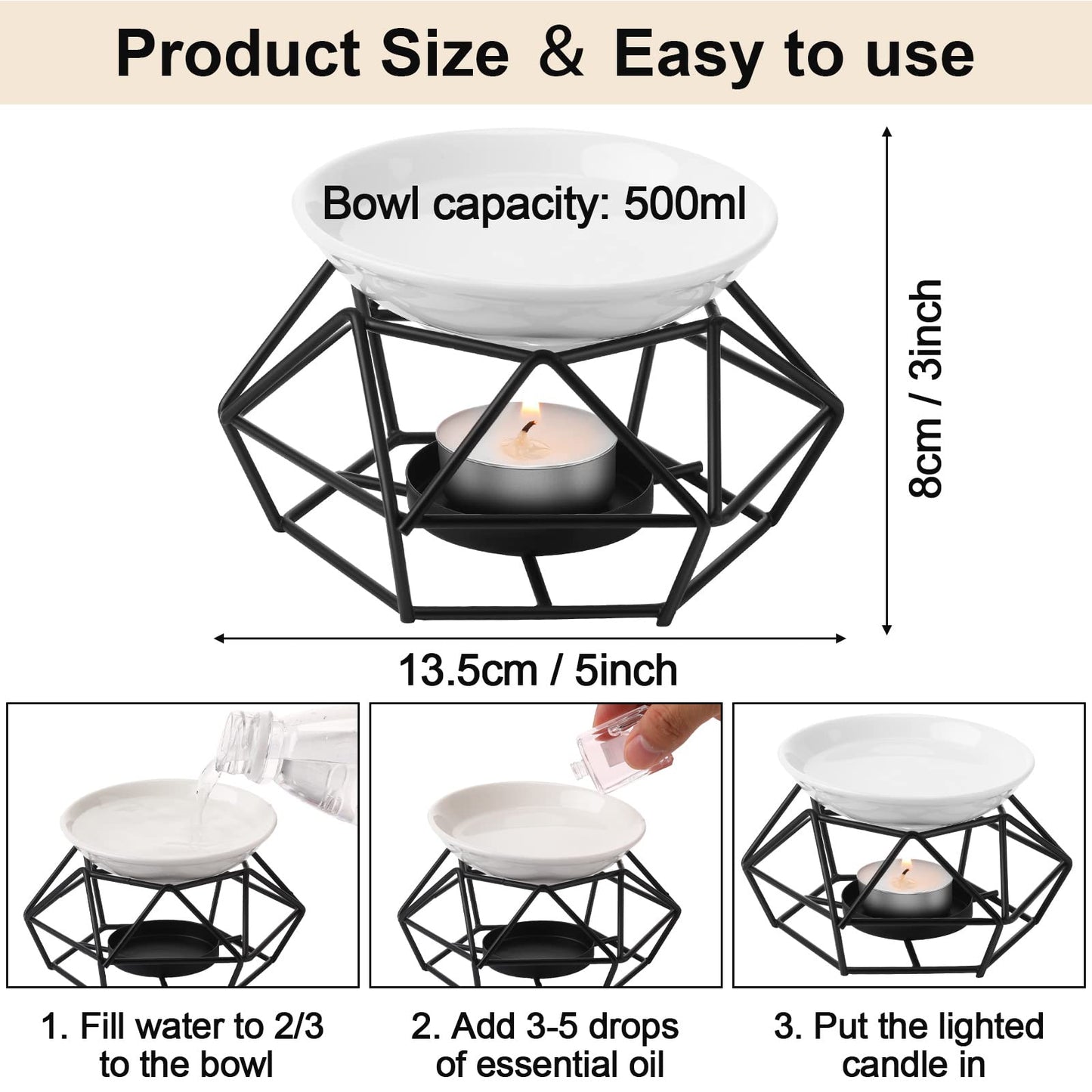 Mimorou 4 Pcs Romantic Essential Oil Burner Black Metal Wax Melt Bird Nest Style Tealight Wax Warmer Delicate Tealight Candle Holder Candle Tart Burne Home Wedding Decoration(Black)