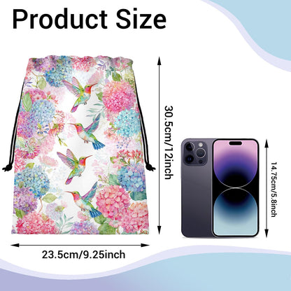 GAIIIIYOU Hummingbird Gymnastics Grip Bag Hydrangea Waterproof String Bag for Gym