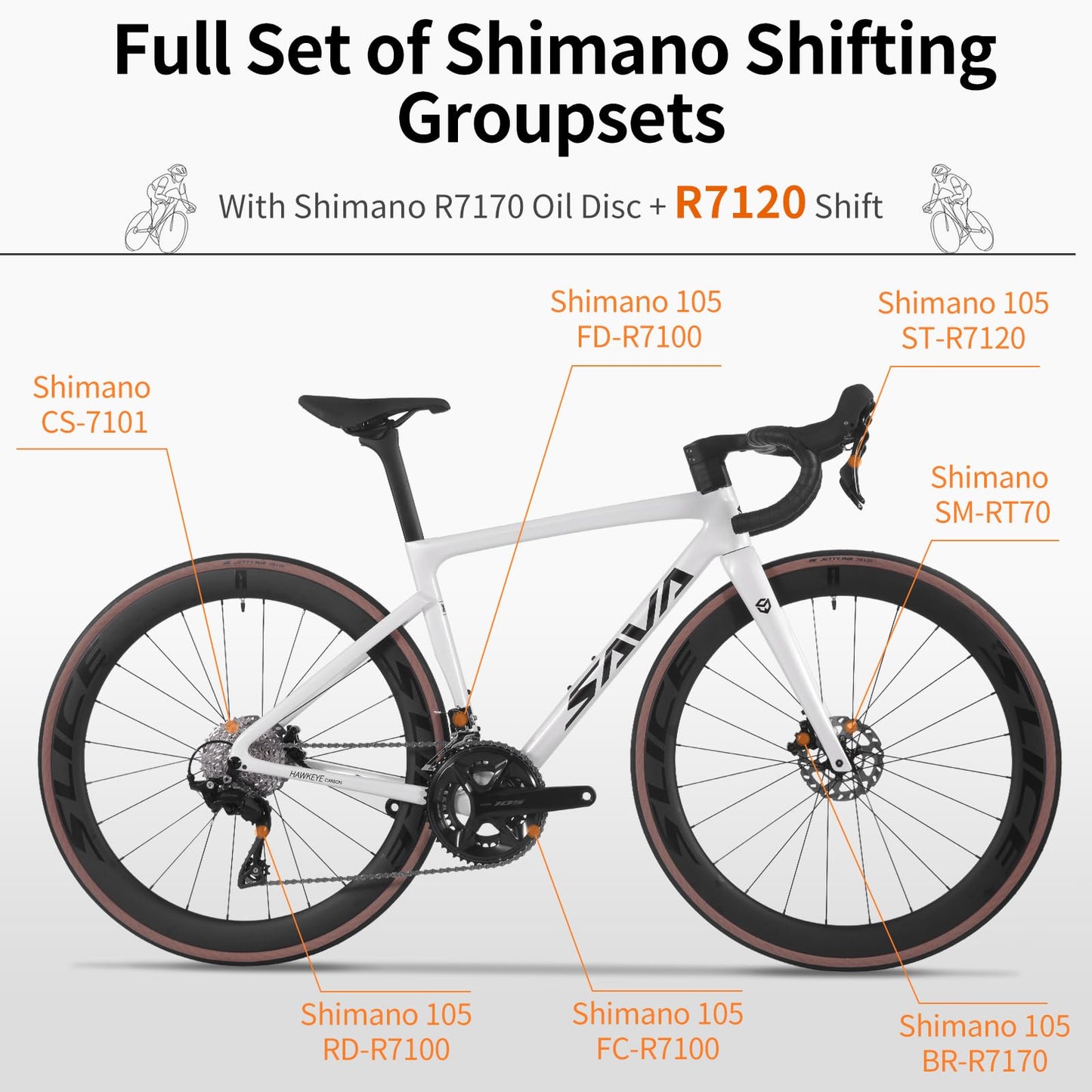 SAVADECK Carbon Road Bike,Lightweight Full Carbon Racing Bicycle with Shimano 105 R7120 24S Shift Groupset and Hydraulic Oil Disc Brake Bike