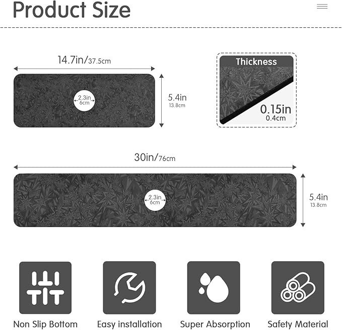 Kitchen Sink Splash Guard 2 PCS 30 Inch Sink Faucet Mat Splash Guard