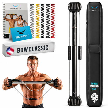 Bullworker Bow Classic 36" Isometric Exercise Equipment, Portable Home Gym Customized Variable Resistance, Chest and Arm Trainer, Full Body Strength Trainer, Shoulder Exerciser