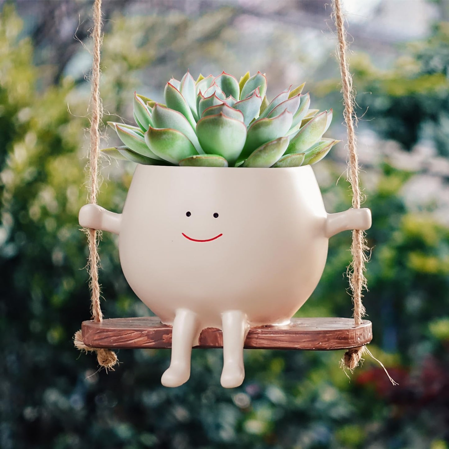 2 PCS Swinging Face Plant Pots 【2025 THICKEN VERSION】Unique Cute Hanging Succulent Cactus Flower Head Resin Planters Pots for Indoor & Outdoor, Creative Novelty Decorative Planter Gift for Home Garden