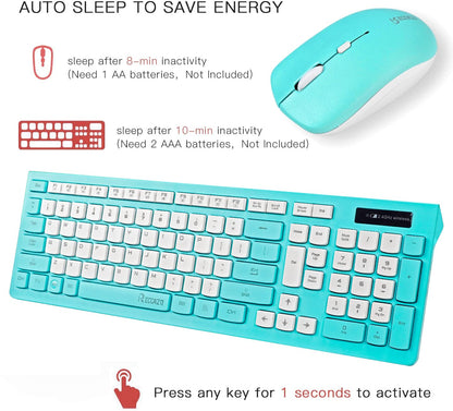 Wireless Keyboard and Mouse Combo, Full-Sized Wireless Keyboard and Adjustable DPI Mouse, 2.4GHz USB Receiver, Silent Keyboard and Mouse for PC, Windows, MAC, Desktop, Laptop(Purple)