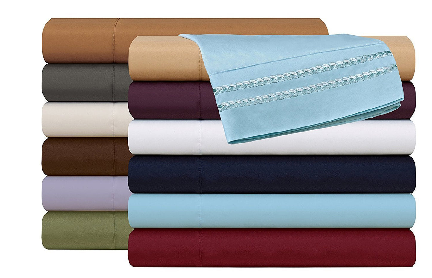 Elegant Comfort 1500 Premier Chain Design Hotel Quality Luxurious Silky Soft Wrinkle & Fade Resistant 4 pc Sheet Set, Deep Pocket Up to 16" - Queen Aqua