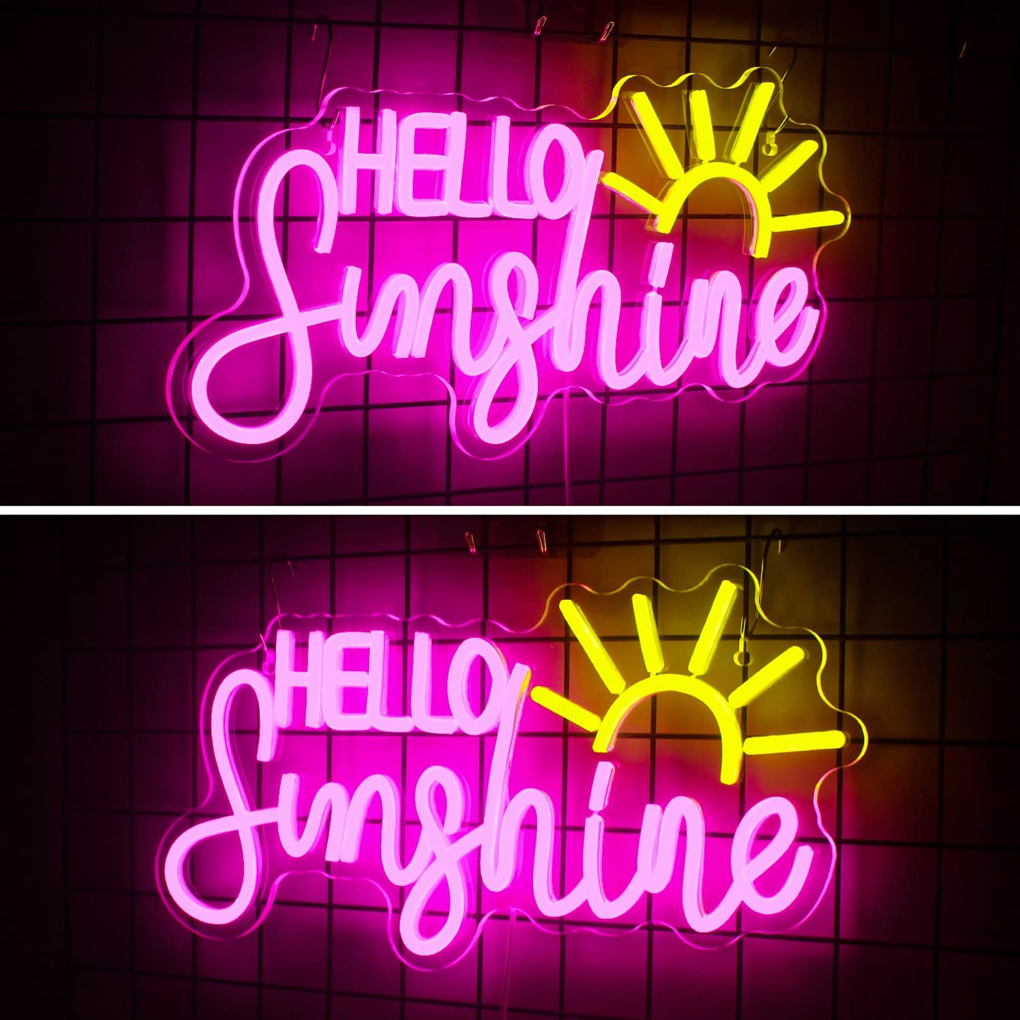 Horseneon Hello Sunshine Neon Led Sign Sun Neon Signs for Wall Decor Sunshine Neon Light Sign for Room Decor Man Cave Bedroom Livingroom Summer Windows