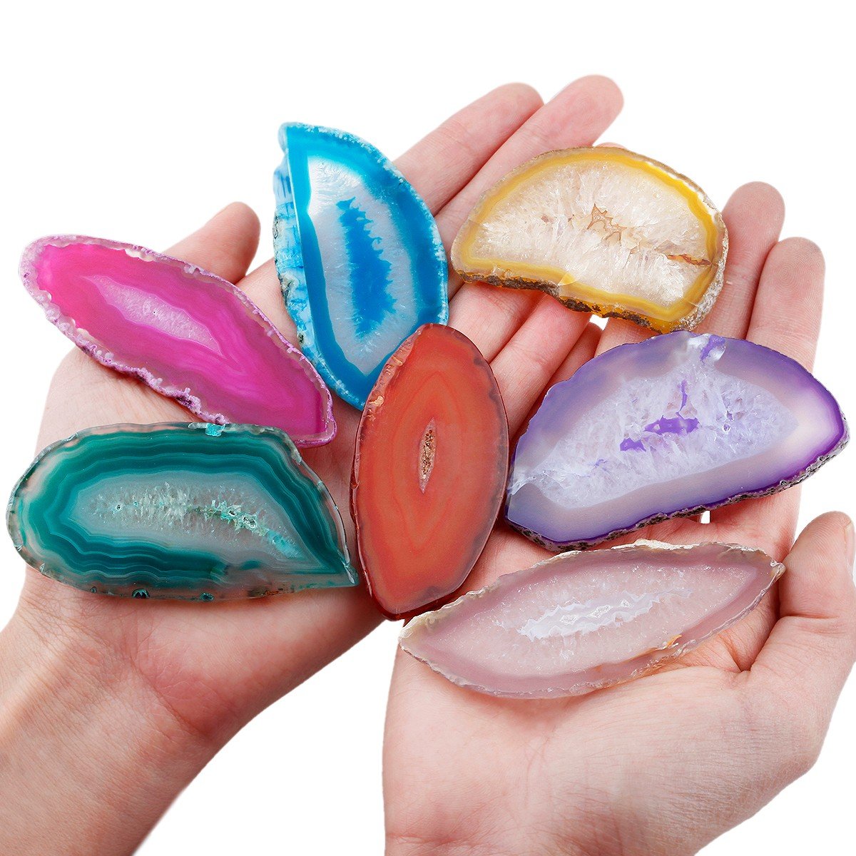 mookaitedecor Polished Agate Light Table Slices,Geode Agate Slab Cards Pack of 12