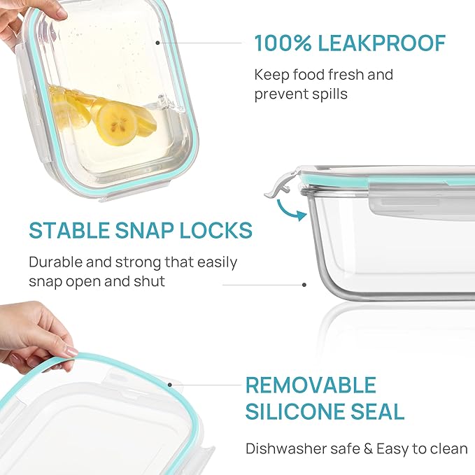 Vtopmart 2Pack 2260ml/ 76.4oz Large Glass Containers Food Storage