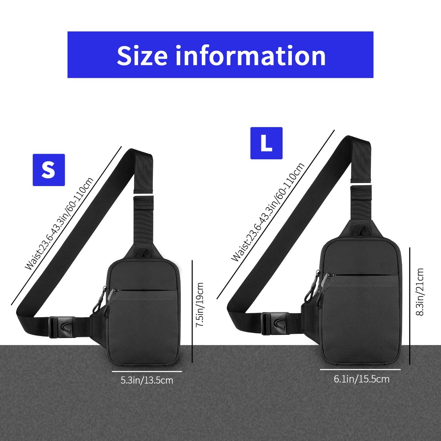 DONGKER Sling Bags,Waterproof Chest Crossbody Bag W/Adjustable Shoulder Strap for Men & Women Hiking Travel Outdoor Sports