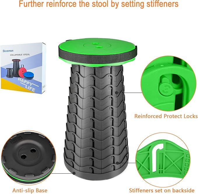 Boreeman Upgraded Folding Stool Lightweight Yet More Sturdy