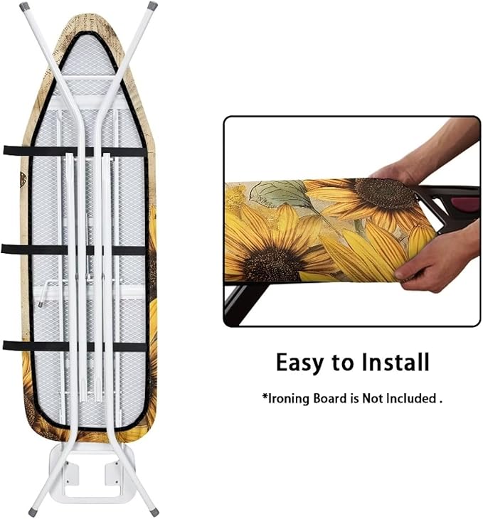 Sunflower Butterfly Ironing Board Cover and Pad, Resist Scorching and Staining