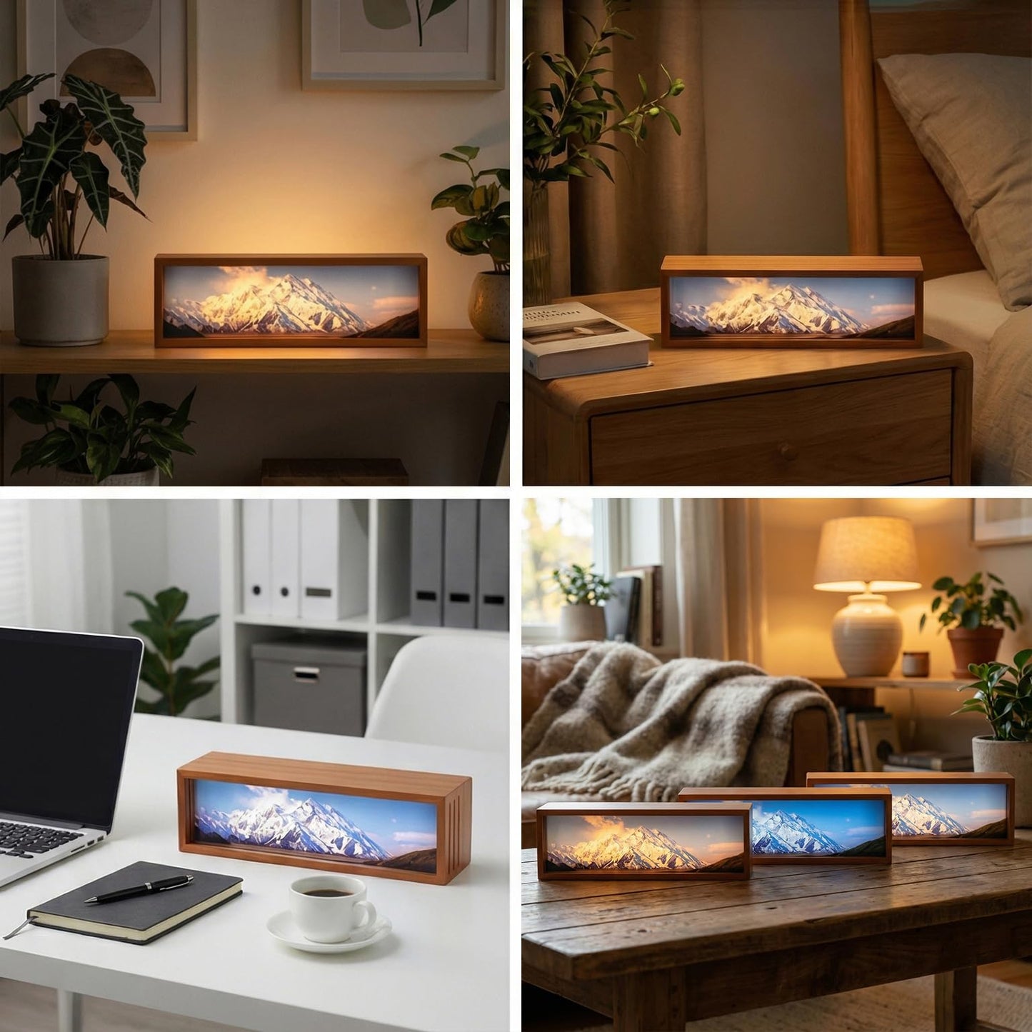Homsewit Snowy Mount Denali Led Light Box 3 Layers of Acrylic Light Box - Handmade Table Lamp for Room Decor - National Park Travel Signs Travel Gift