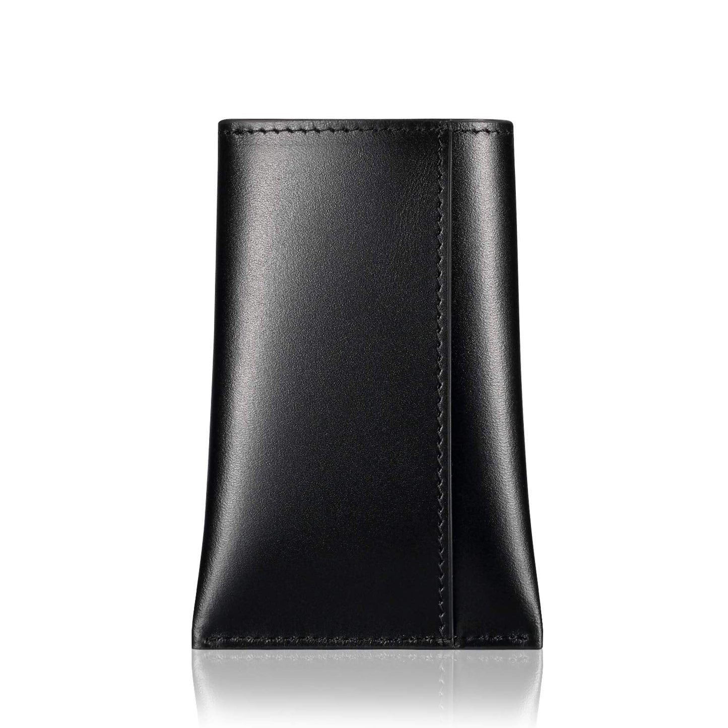 HISCOW Business Card Holder with Flap for Dispensing Cards - Italian Calfskin (Black)