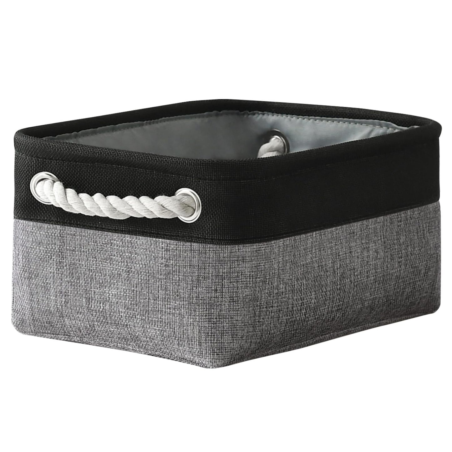 TheWarmHome Storage Basket for Organizing - 12x8x5.2 inch 1 Pack Fabric Storage Cubes, Baskets for Gifts Empty for Closet Organizer Dog Gift Cloth Toy (Grey & Black)
