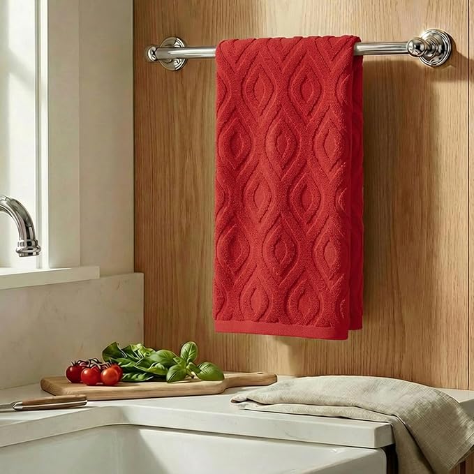 Artoid Mode 1 Pc Red 3D Diamond Grid Jacquard Hand Towels