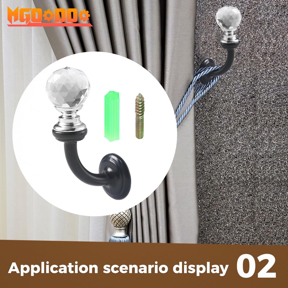 Mgoodoo 5PCS Small Crystal Wall Mounted Hooks, 2.87x1.46 inch Bathroom Crystal Robe Holder Decorative Towel Hanger with Screw for Face Mask Hat Key Bags Bathroom Bedroom Kitchen