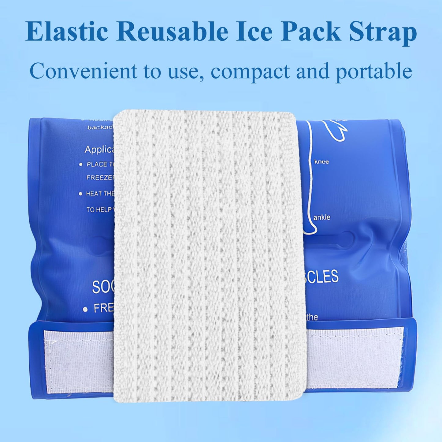4-Pack Ice Pack Straps, Reusable & Stretchable – 35.5"x3" Adjustable Elastic Wrap with Hook and Loop Closure, Secure Ice Pack Holder for Cold Therapy(White)