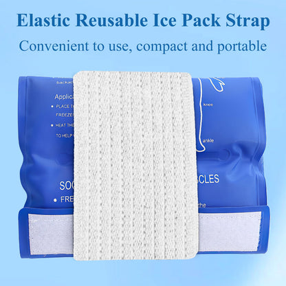 4-Pack Ice Pack Straps, Reusable & Stretchable – 35.5"x3" Adjustable Elastic Wrap with Hook and Loop Closure, Secure Ice Pack Holder for Cold Therapy(White)