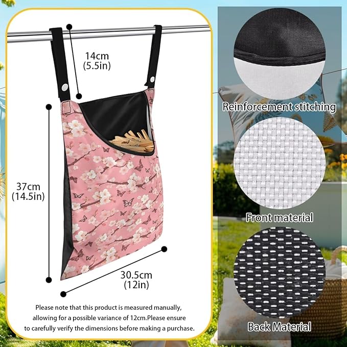Clothespin Bag for Outdoor Laundry Clothesline and Clothes Pin Holder