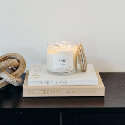 Calyan Wax Co. Aspen & Fog 3 Wick Scented Candle - 43 Hour Burn - Luxury 3 Wick Soy Candles - Clean Soy Wax Candles - Long Lasting Large Glass Jar Candle for Home - 14.9oz