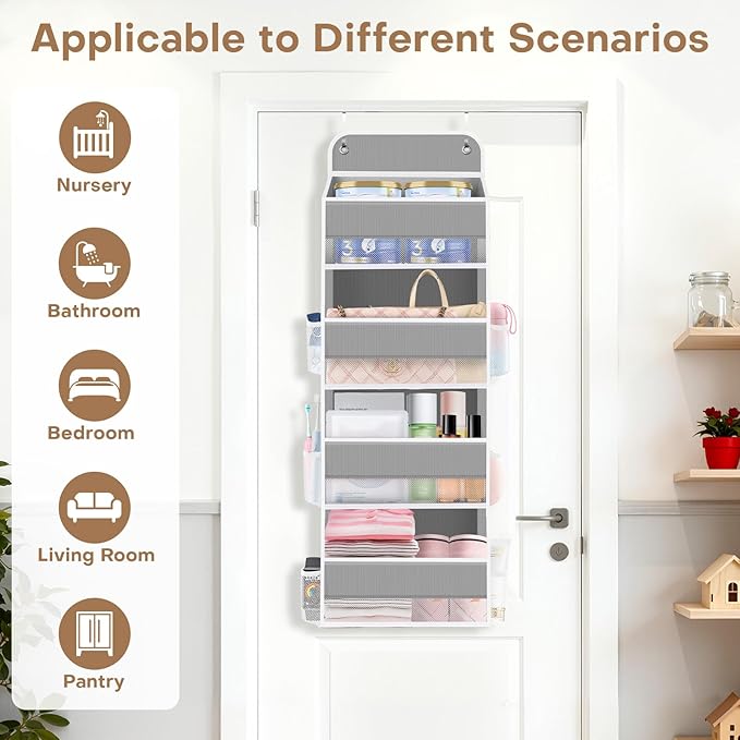 SpaceWhisper Over the Door Organizer, 4 Large Pocket Hanging Storage Organizer