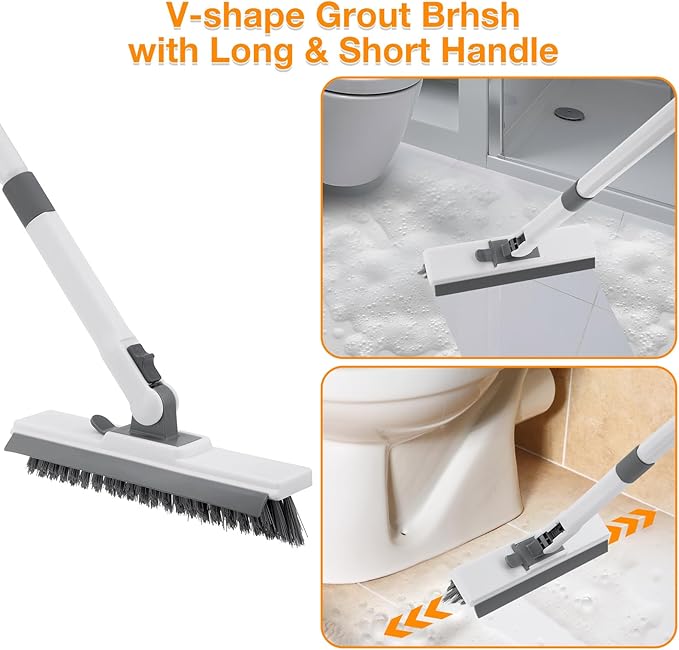 4 in 1 Shower Scrubber Cleaning Brush, Tub and Tile Scrubber